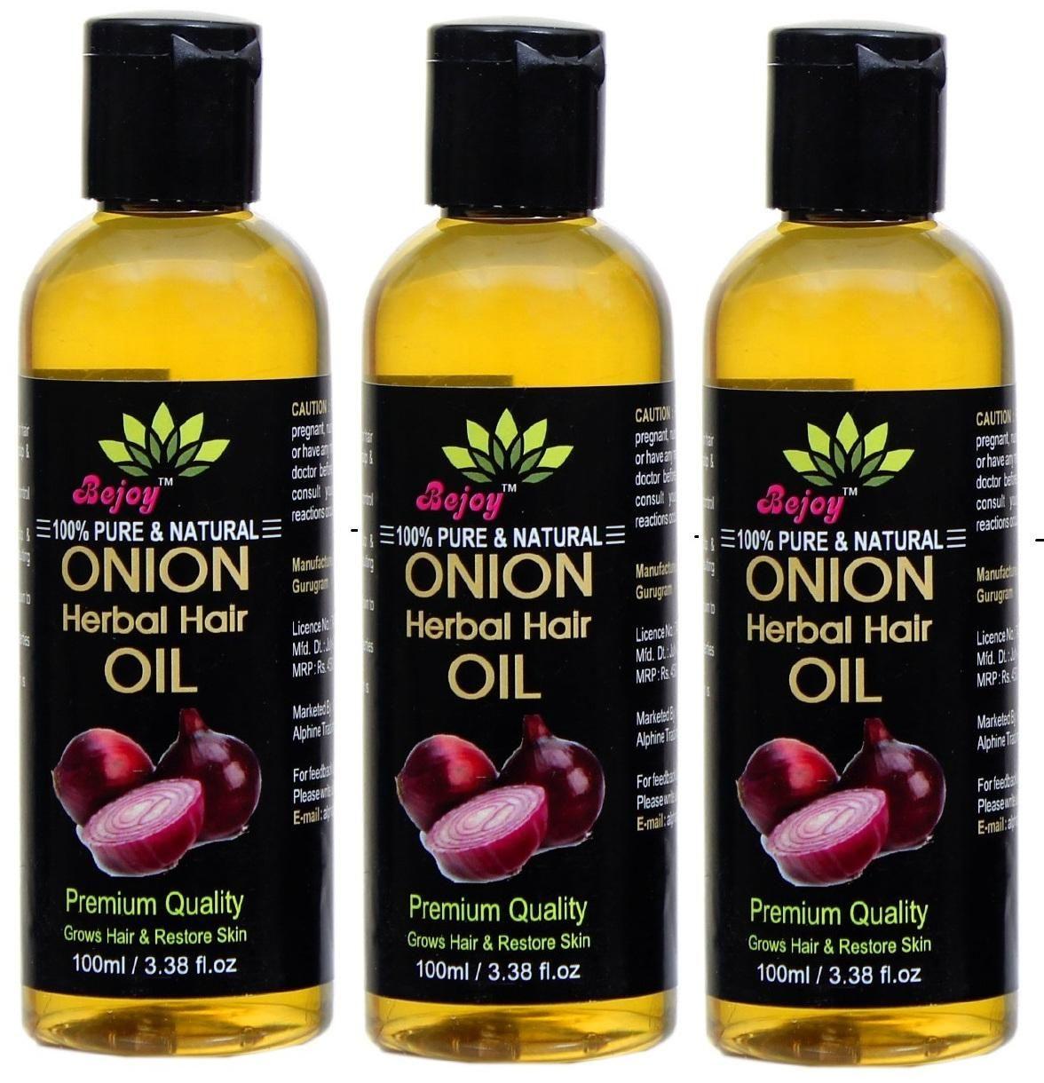 Authentic Ayurvedic Bejoy Onion Herbal Hair Oil 100ml Pack of 3 | Blueberry Botanicals
