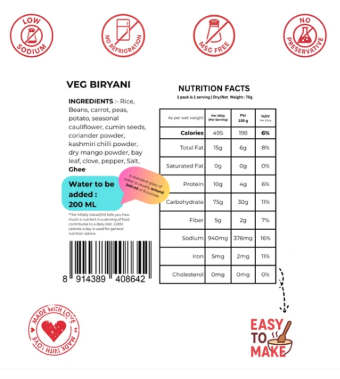Freeze Dried Veg Biryani / Pulao 100g