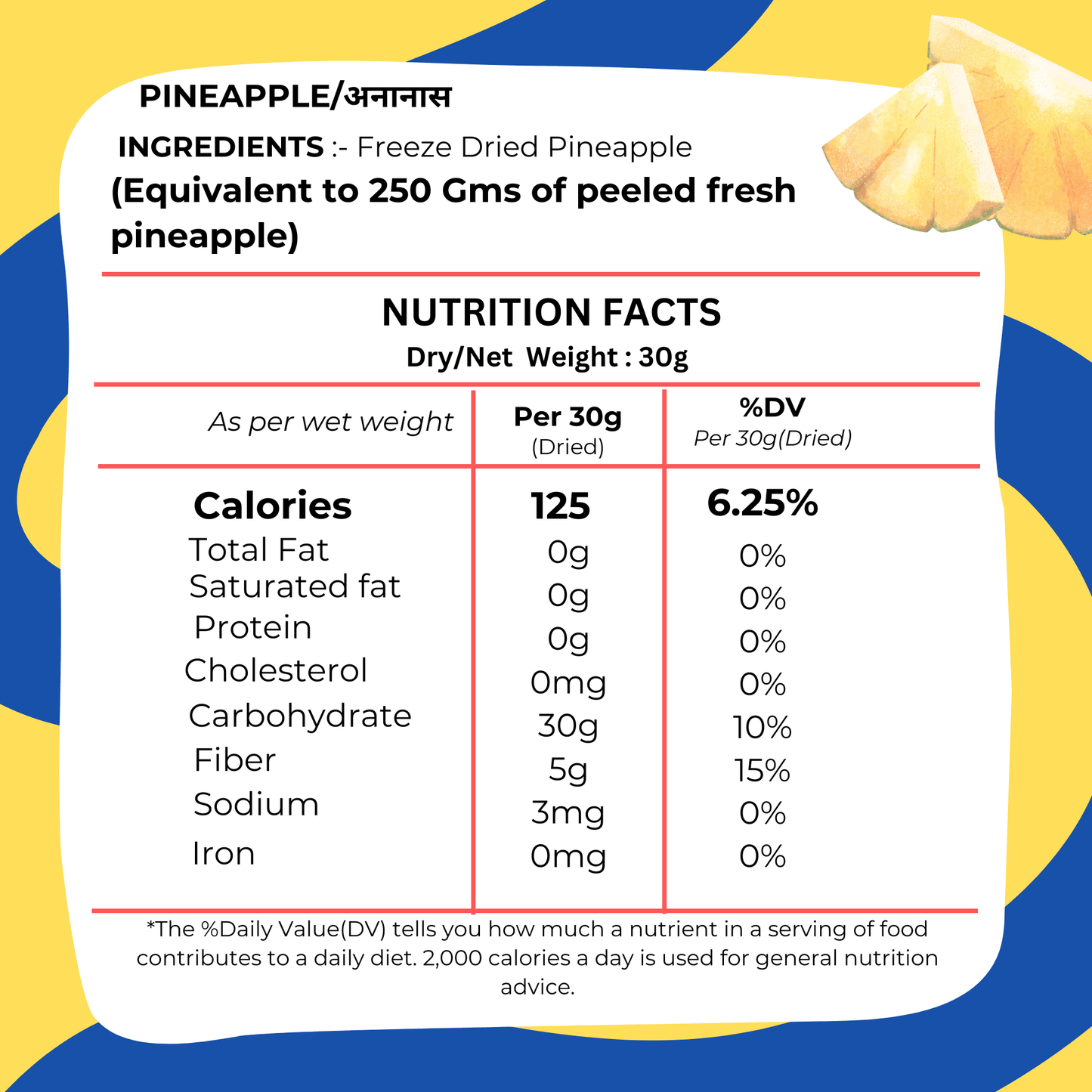 Pineapple Crisps 100g Freeze Dried - Premium Quality Tropical Fruit Snack--Blueberry Botanicals
