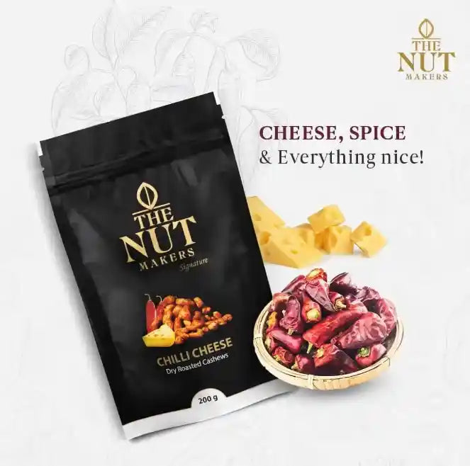 Chilli Cheese Cashews 200g Kerala Premium Spicy - Blueberry Botanicals