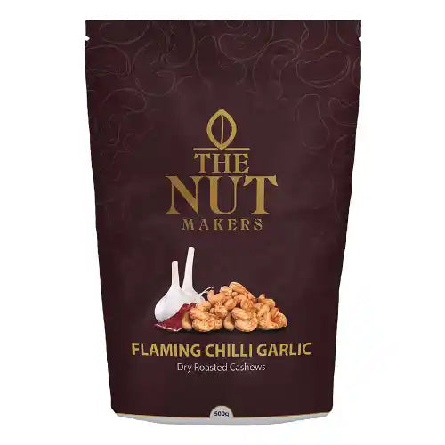 Flaming Chilli Garlic Cashews 500g Kerala Premium - Blueberry Botanicals