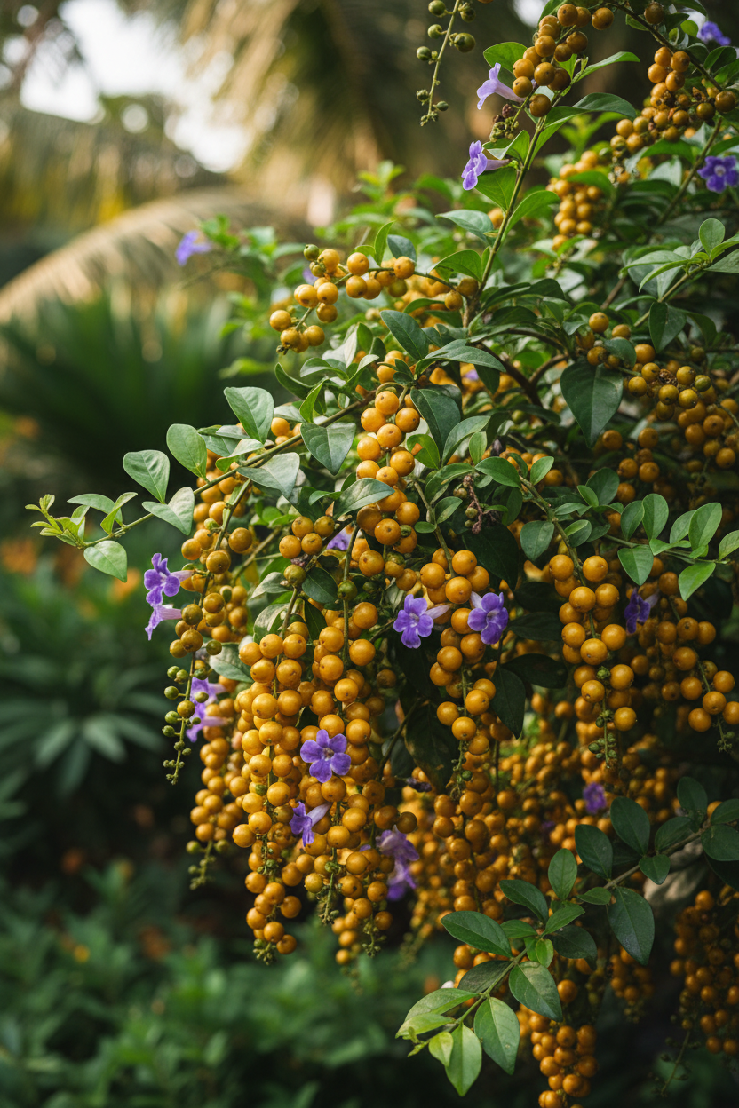 Golden Globe Plant | Duranta erecta | Yellow Berry Flowering Shrub India