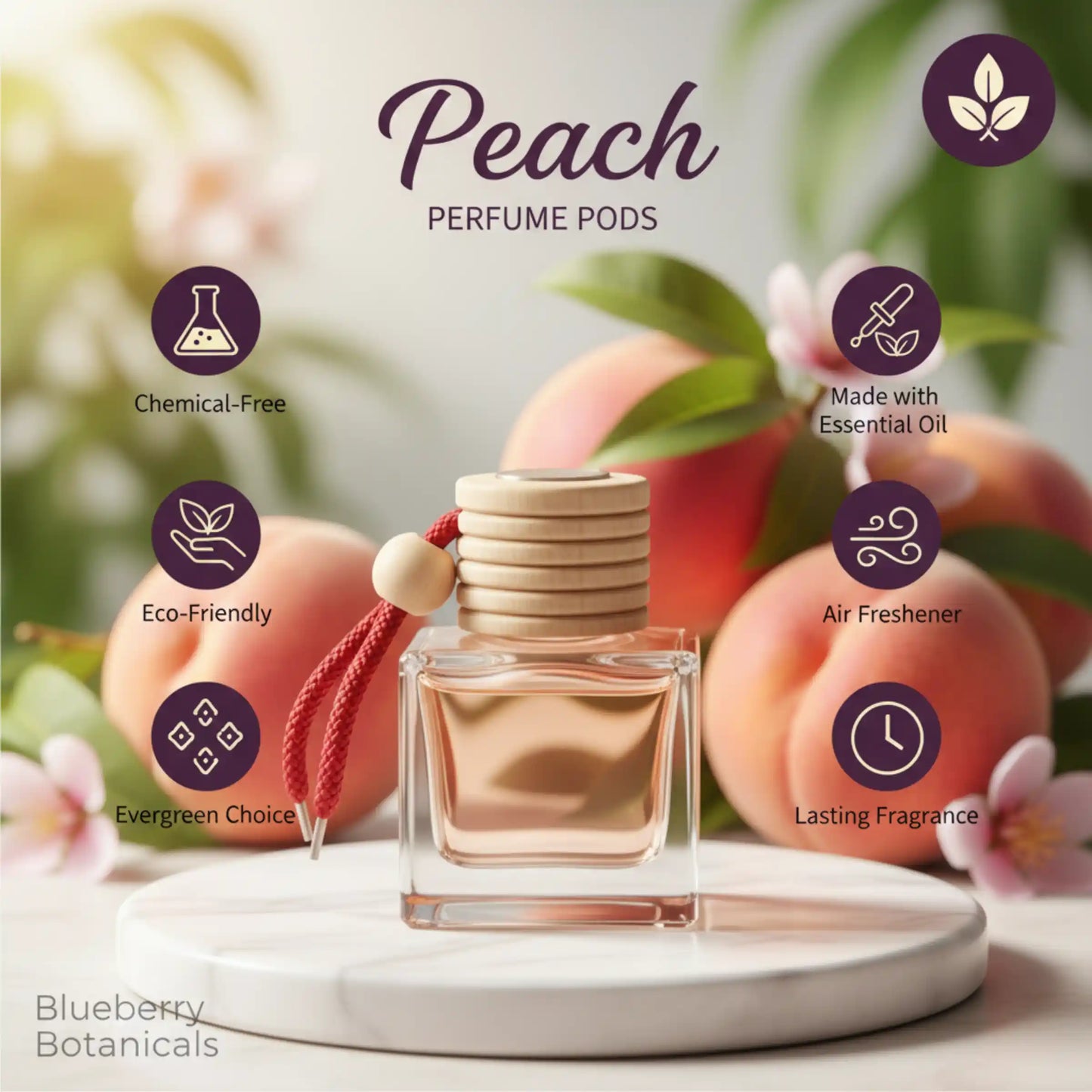 Peach Car Air Freshener 10ml 45-Day Sweet Fruity