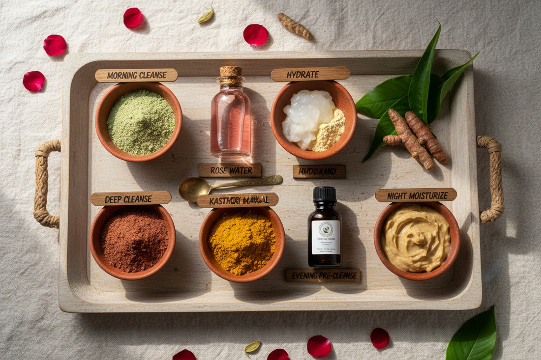 Complete Kerala Herbal Skincare Routine — Morning to Night with Botanical Powders
