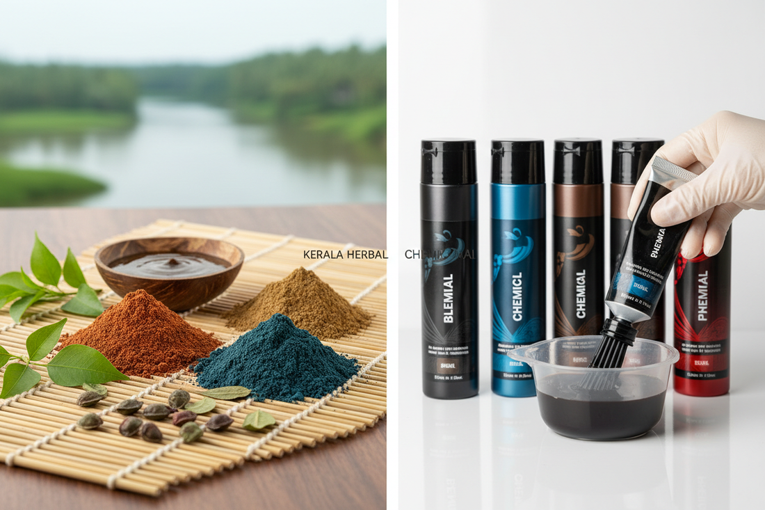 Natural vs Chemical Hair Colour — Why Kerala Herbal Powders Are Different