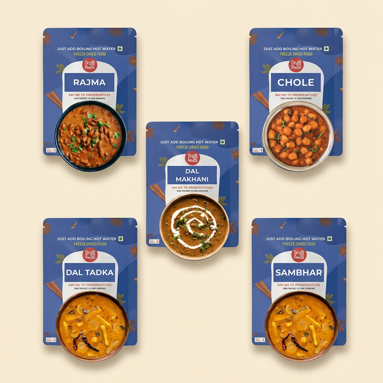 DALS cover with five products on a plain background without added text
