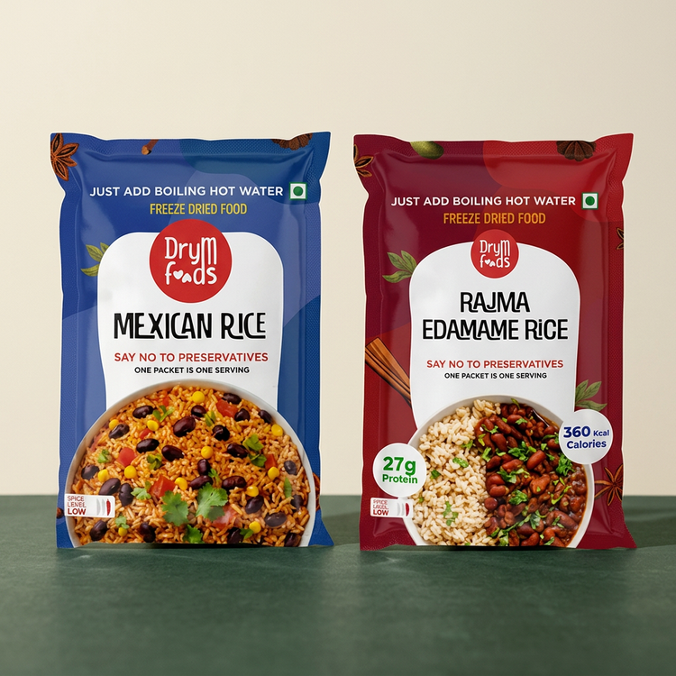 INTERNATIONALS collection image featuring Mexican Rice and Rajma Edamame Rice packets