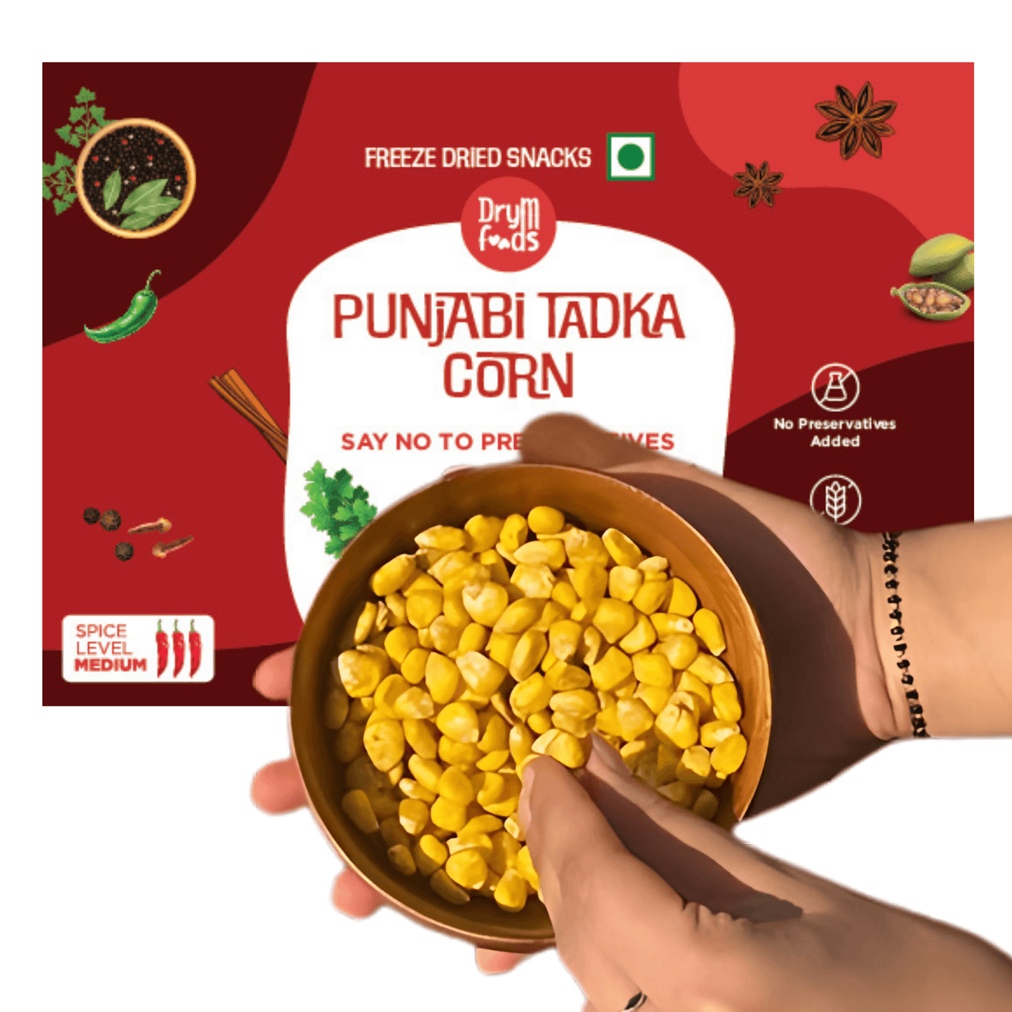 Freeze Dried Punjabi Tadka Corn Popper 6g | Blueberry Botanicals