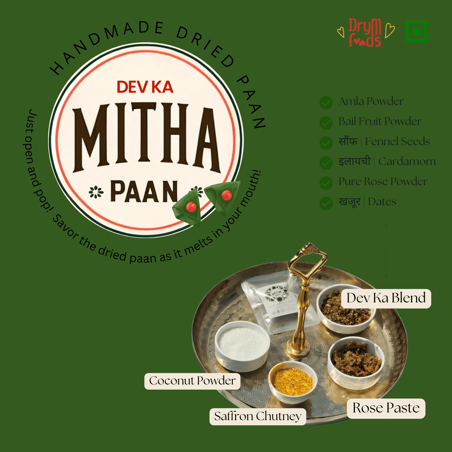 Dev Ka Mitha Paan 15g - Traditional Sweet Paan Ready- Blueberry Botanicals