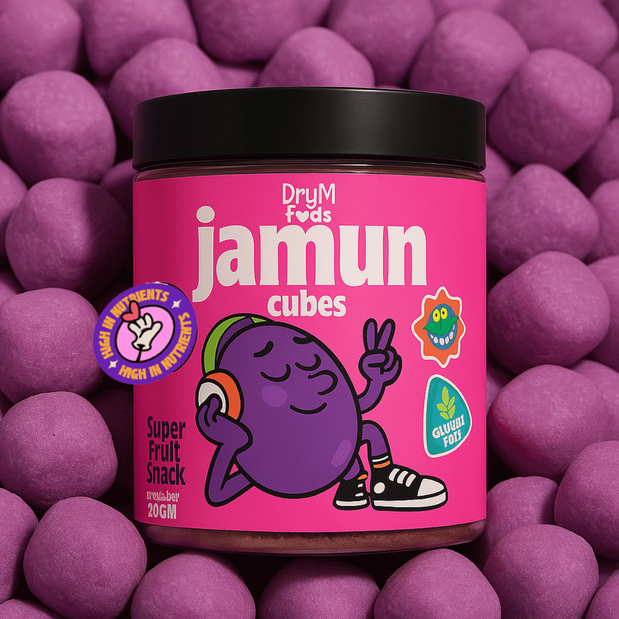Jamun Cubes 100g Freeze Dried - Premium Quality Indian Blackberry Snack-Blueberry Botanicals