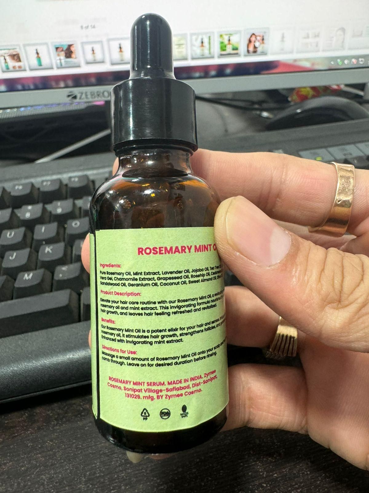 Authentic Ayurvedic Rosemary Mint Scalp & Hair Wellness Oil 30ml | Blueberry Botanicals