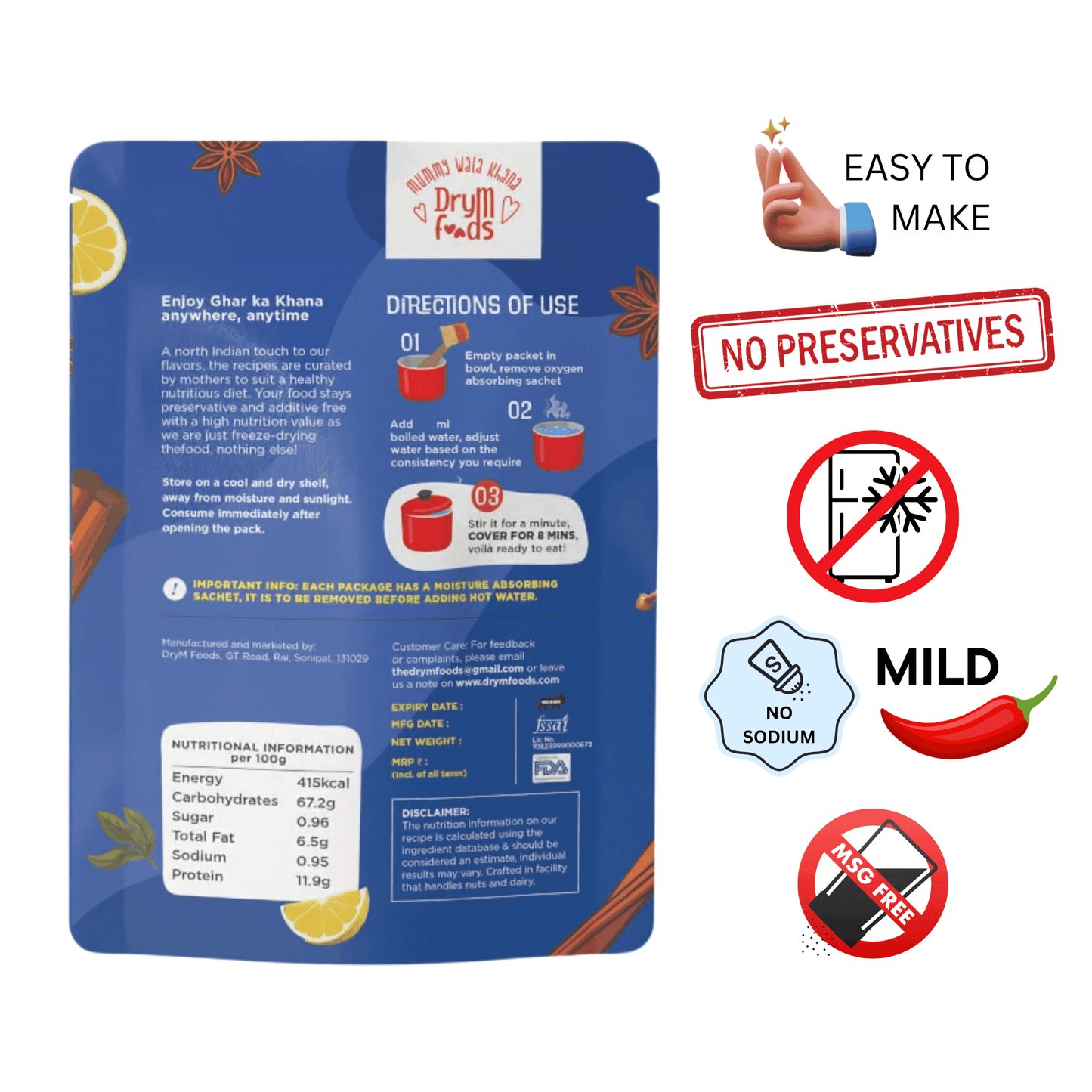 Toddler Khichdi 65g - Ready to Eat Baby Food Rice Lentil Comfort I Blueberry Botanicals
