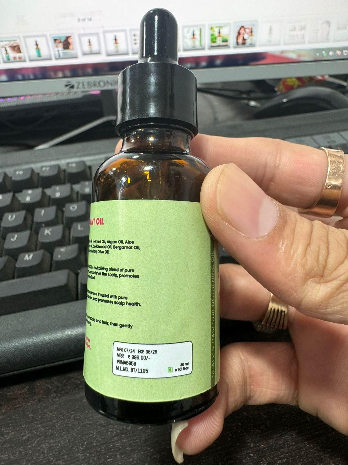 Authentic Ayurvedic Rosemary Mint Scalp & Hair Wellness Oil 30ml | Blueberry Botanicals