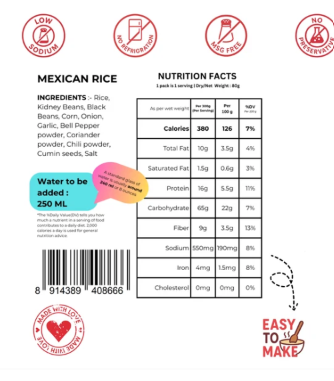 Mexican Rice 80g | Freeze Dried Rice & Bean Meal