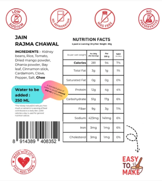Freeze Dried Jain Rajma Chawal 100g