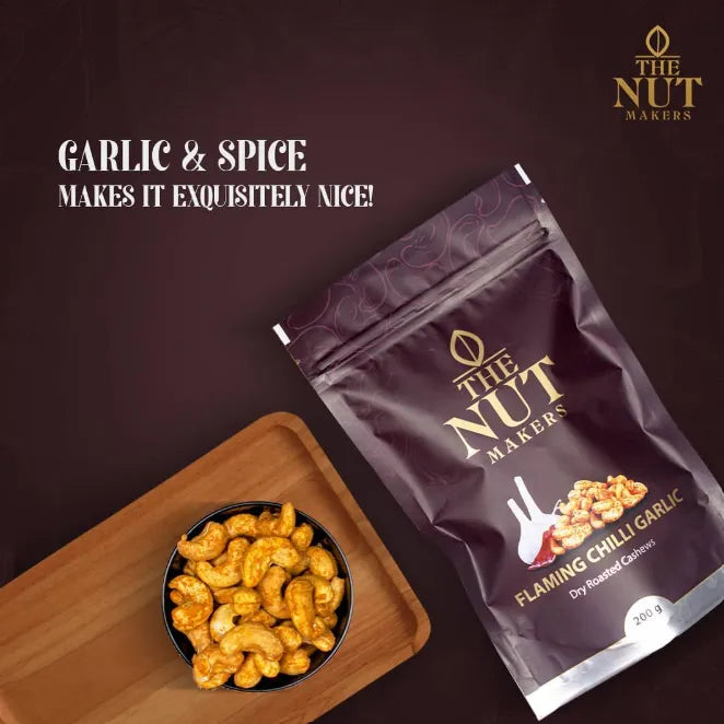 Flaming Chilli Garlic Cashews 200g Kerala Premium - Blueberry Botanicals