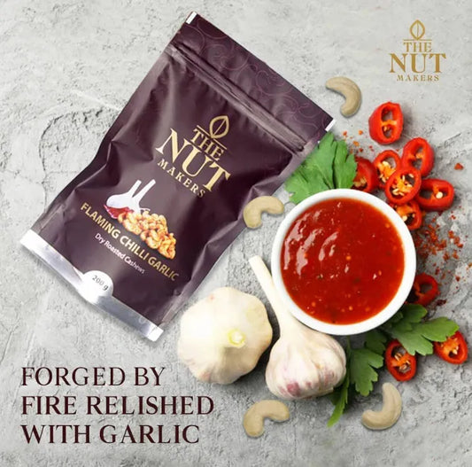 Flaming Chilli Garlic Cashews 200g Kerala Premium - Blueberry Botanicals