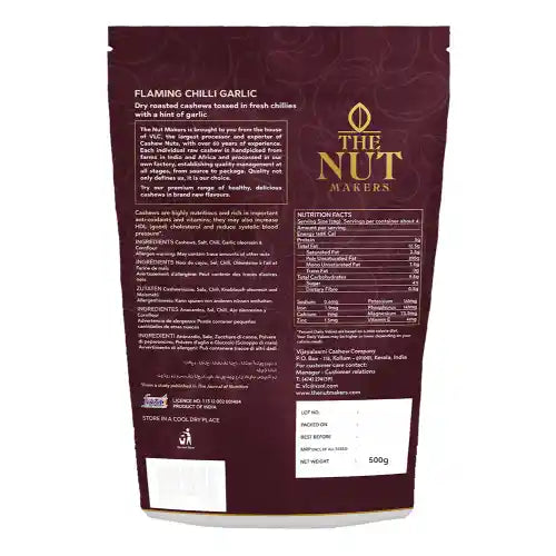 Flaming Chilli Garlic Cashews 500g Kerala Premium - Blueberry Botanicals