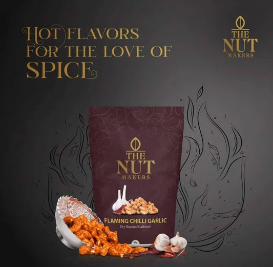 Flaming Chilli Garlic Cashews 80g Kerala Premium - Blueberry Botanicals