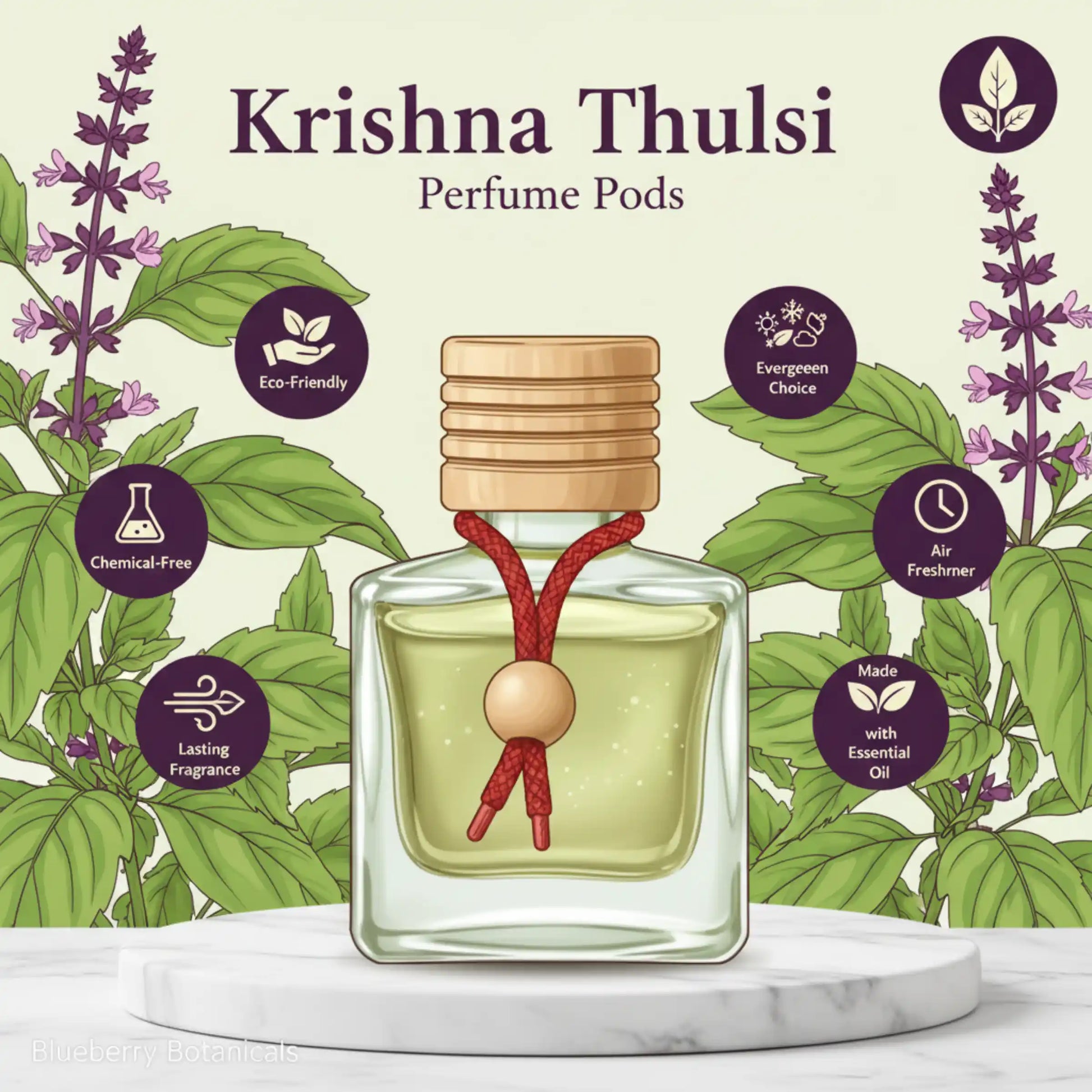 Krishna Thulsi Car Air Freshener 10ml 45-Day Sacred Scent