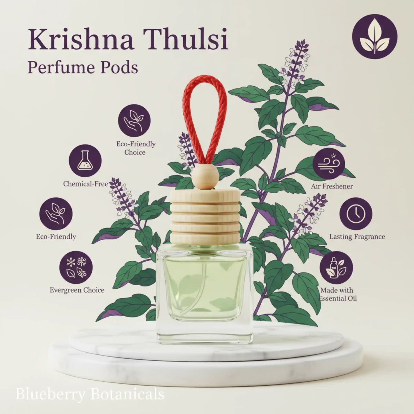 Krishna Thulsi Car Air Freshener 10ml 45-Day Sacred Scent