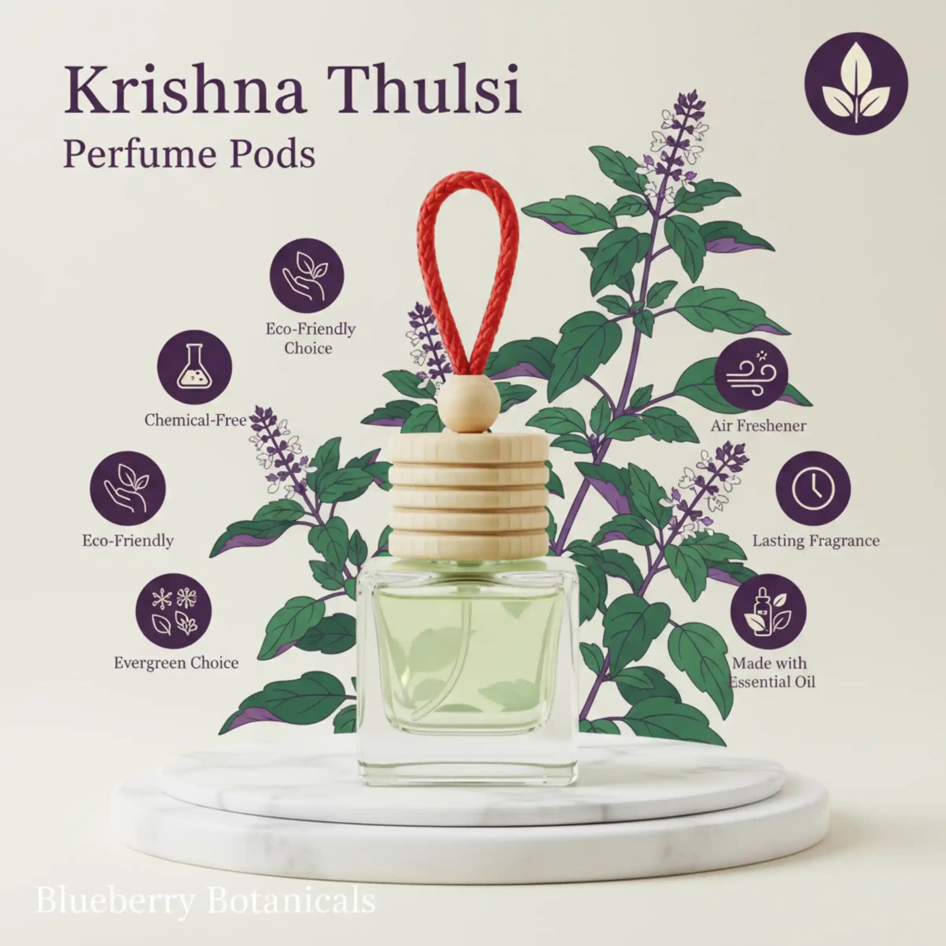 Krishna Thulsi Car Air Freshener 10ml 45-Day Sacred Scent