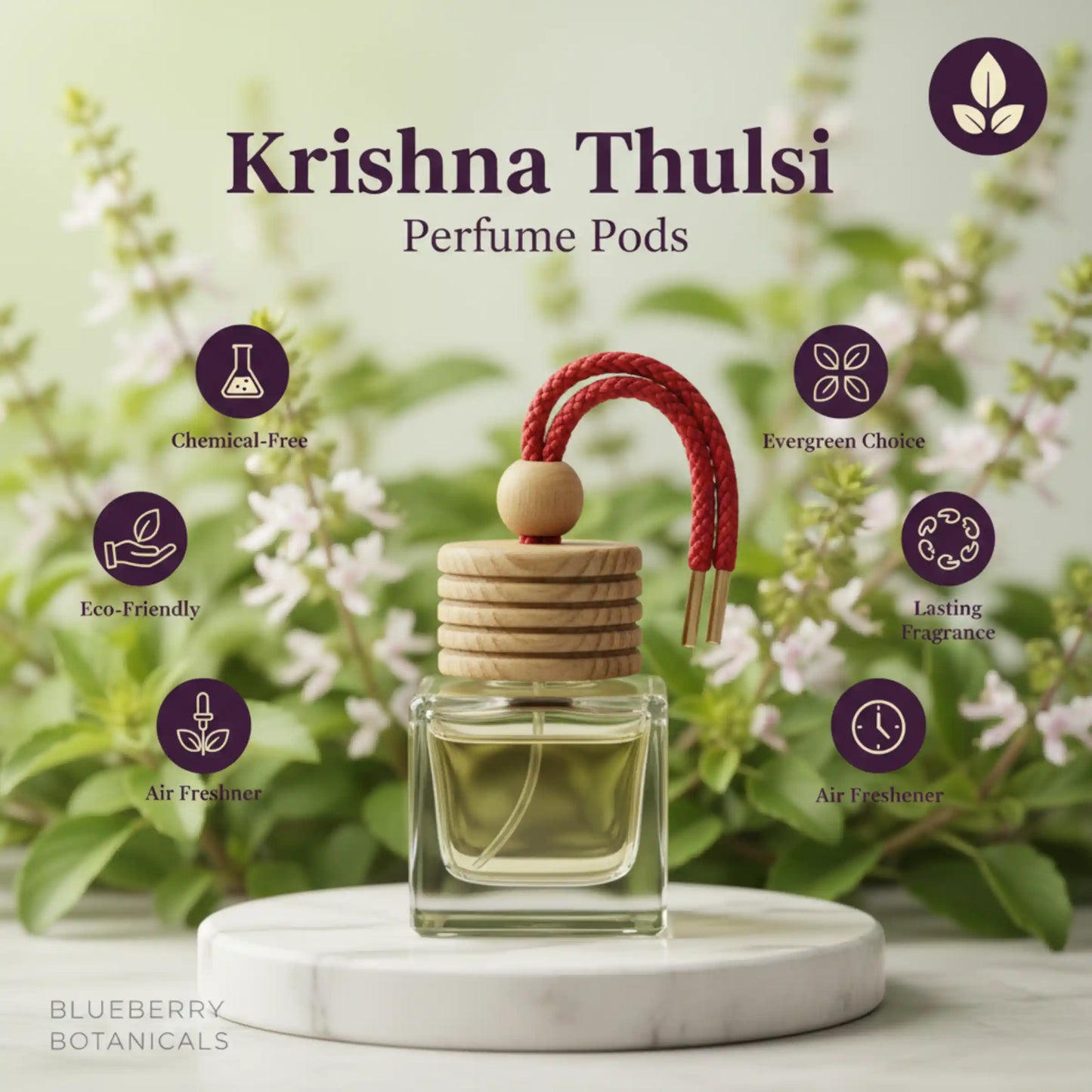 Krishna Thulsi Car Air Freshener 10ml 45-Day Sacred Scent