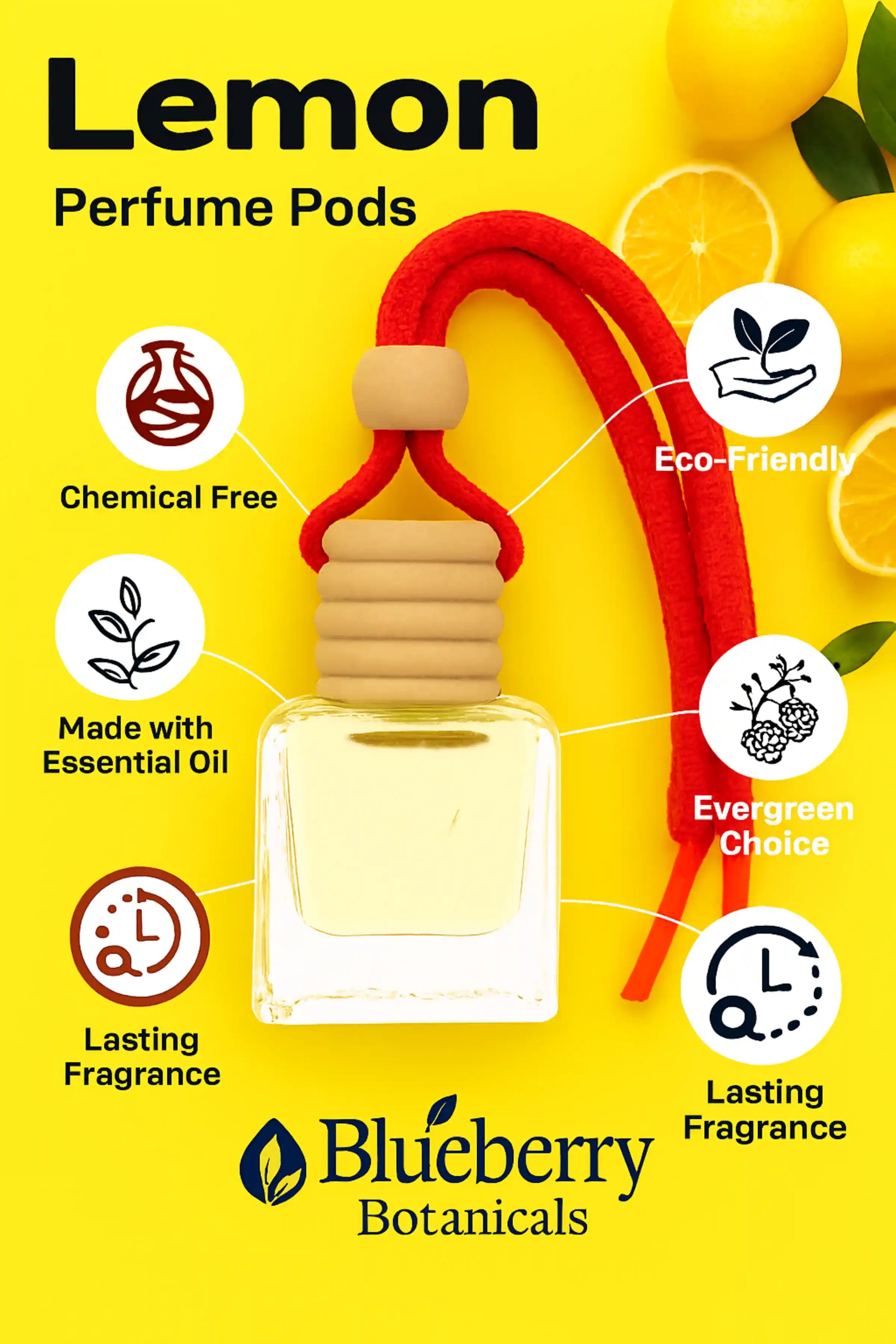 Lemon Car Air Freshener 10ml 45-Day Fresh Citrus Scent