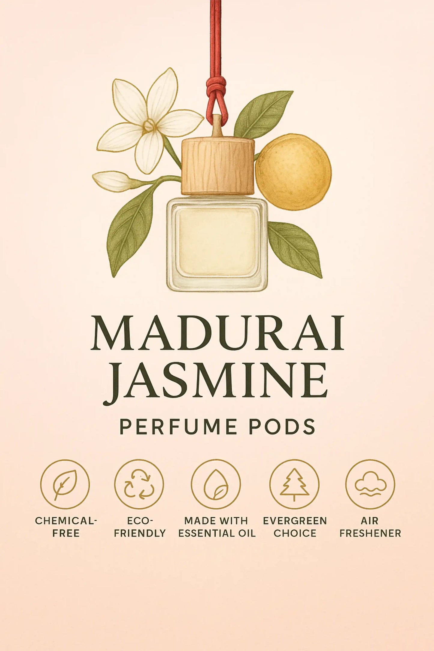 Madurai Jasmine Car Air Freshener 10ml 45-Day Floral