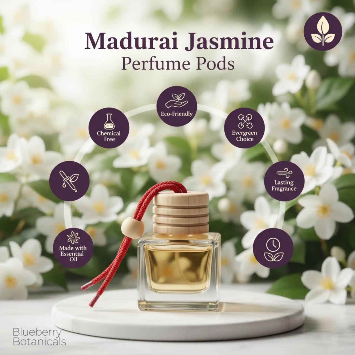 Madurai Jasmine Car Air Freshener 10ml 45-Day Floral