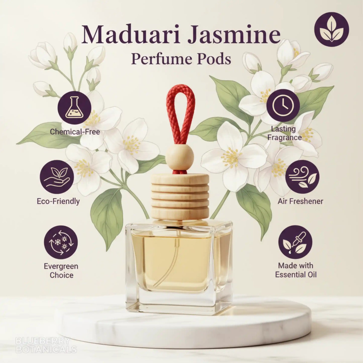 Madurai Jasmine Car Air Freshener 10ml 45-Day Floral