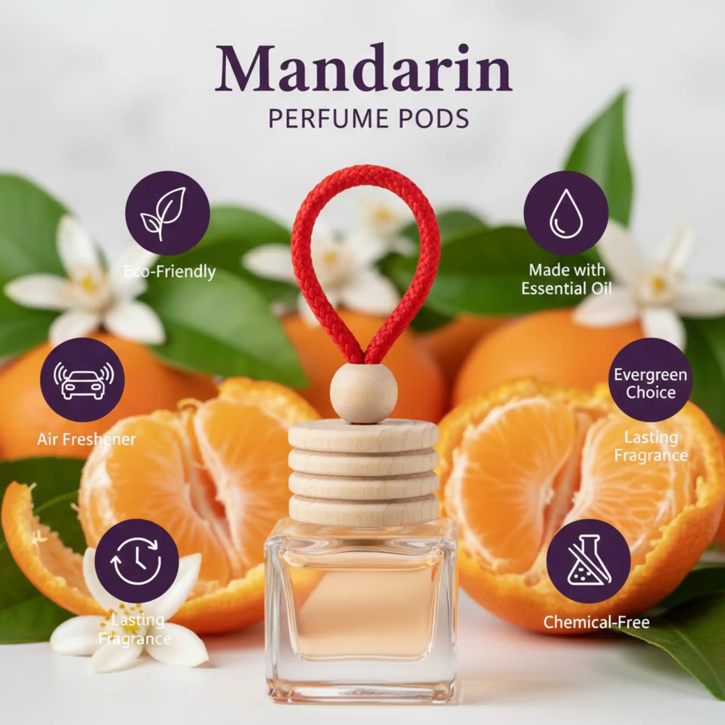 Mandarin Car Air Freshener 10ml 45-Day Sweet Citrus