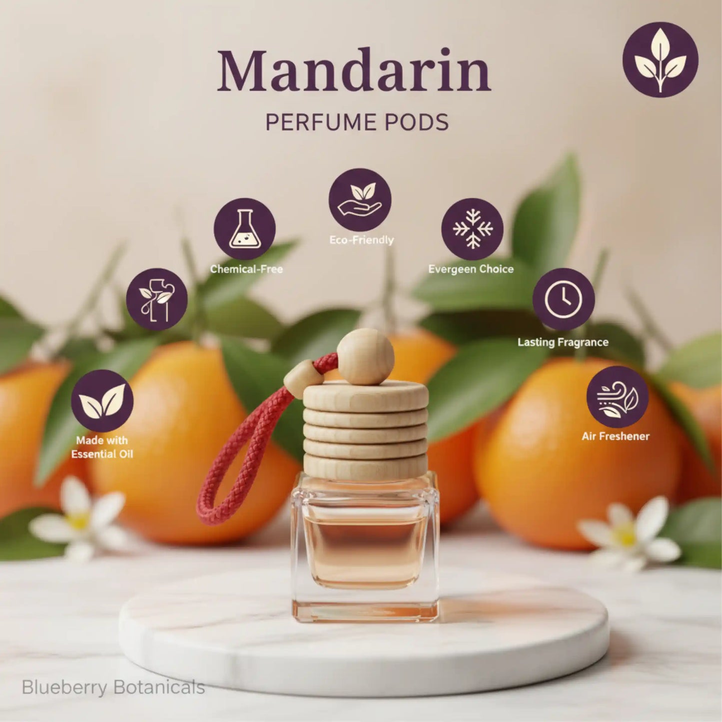 Mandarin Car Air Freshener 10ml 45-Day Sweet Citrus