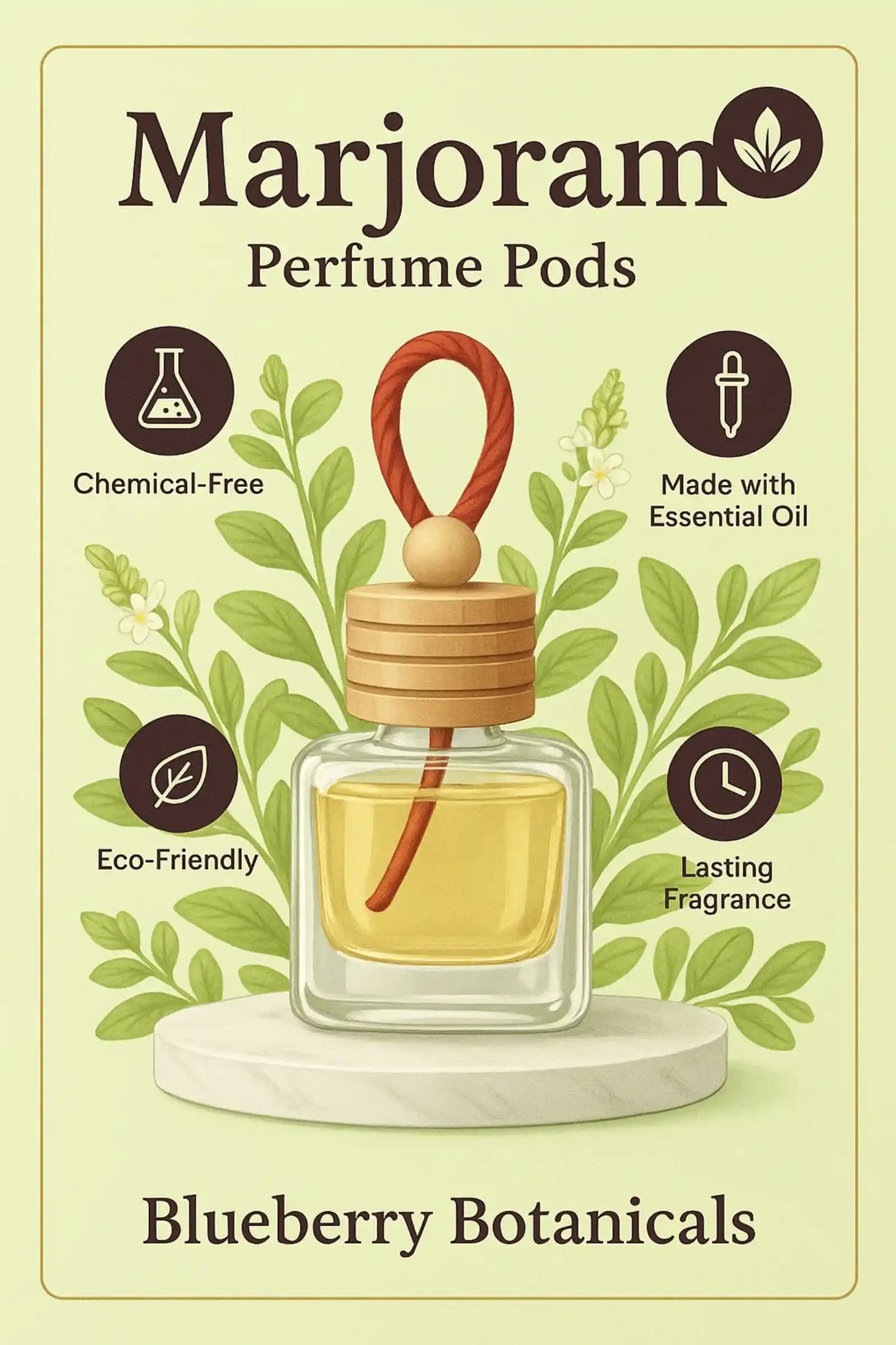 Marjoram Car Air Freshener 10ml 45-Day Herbal Calm