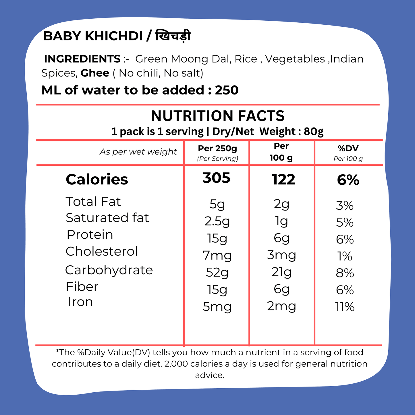 Toddler Khichdi 65g - Ready to Eat Baby Food Rice Lentil Comfort I Blueberry Botanicals
