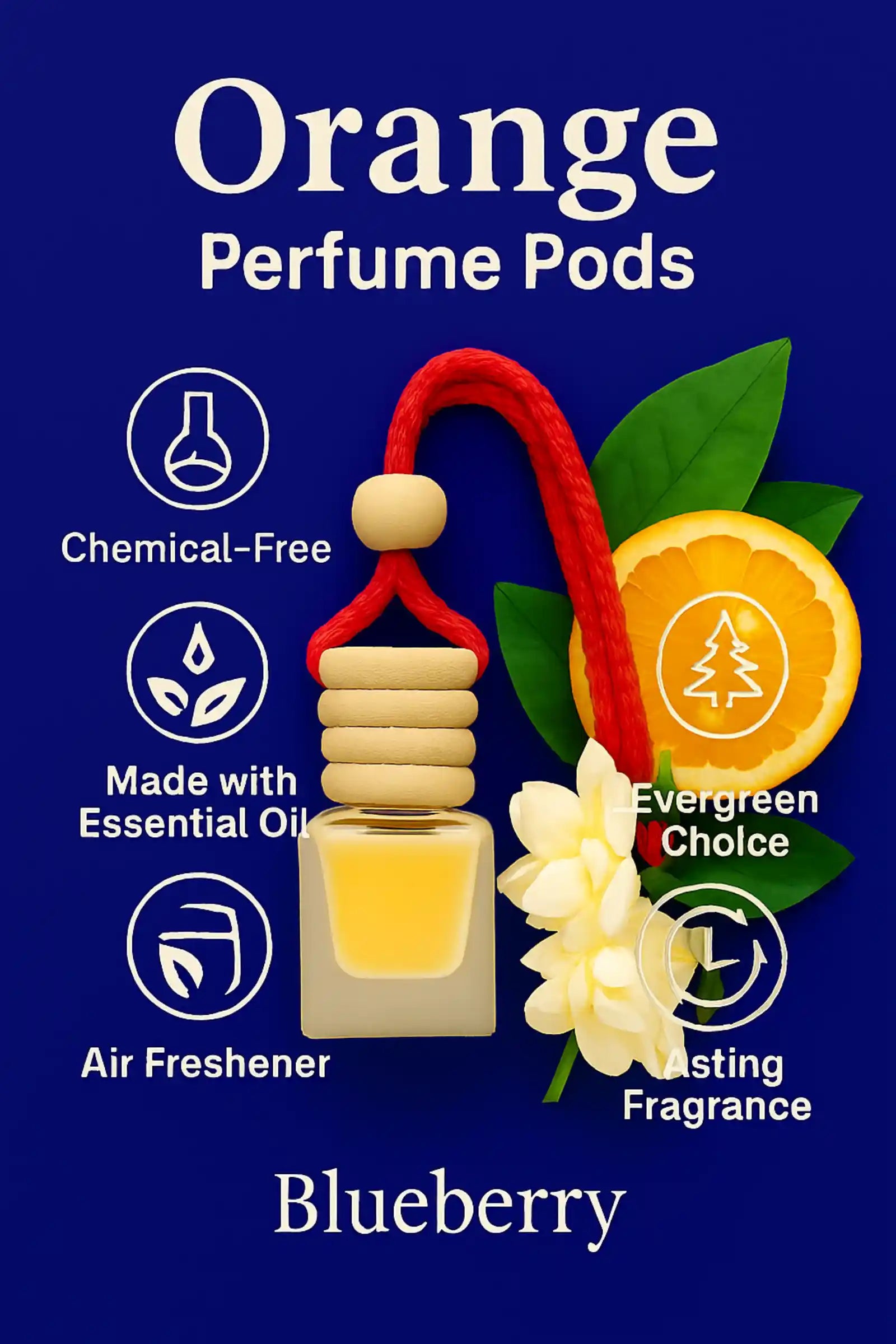 Orange Car Air Freshener 10ml 45-Day Vibrant Citrus