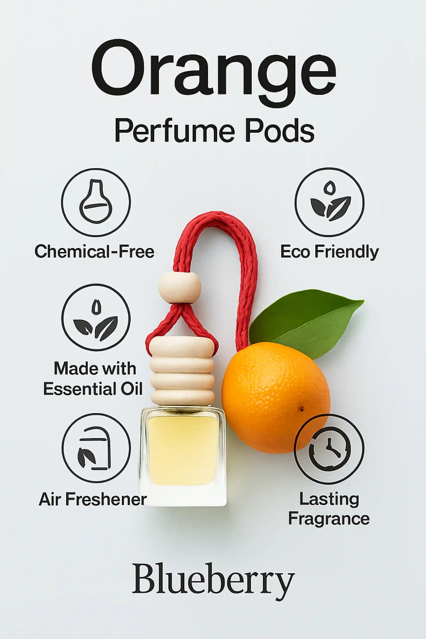 Orange Car Air Freshener 10ml 45-Day Vibrant Citrus