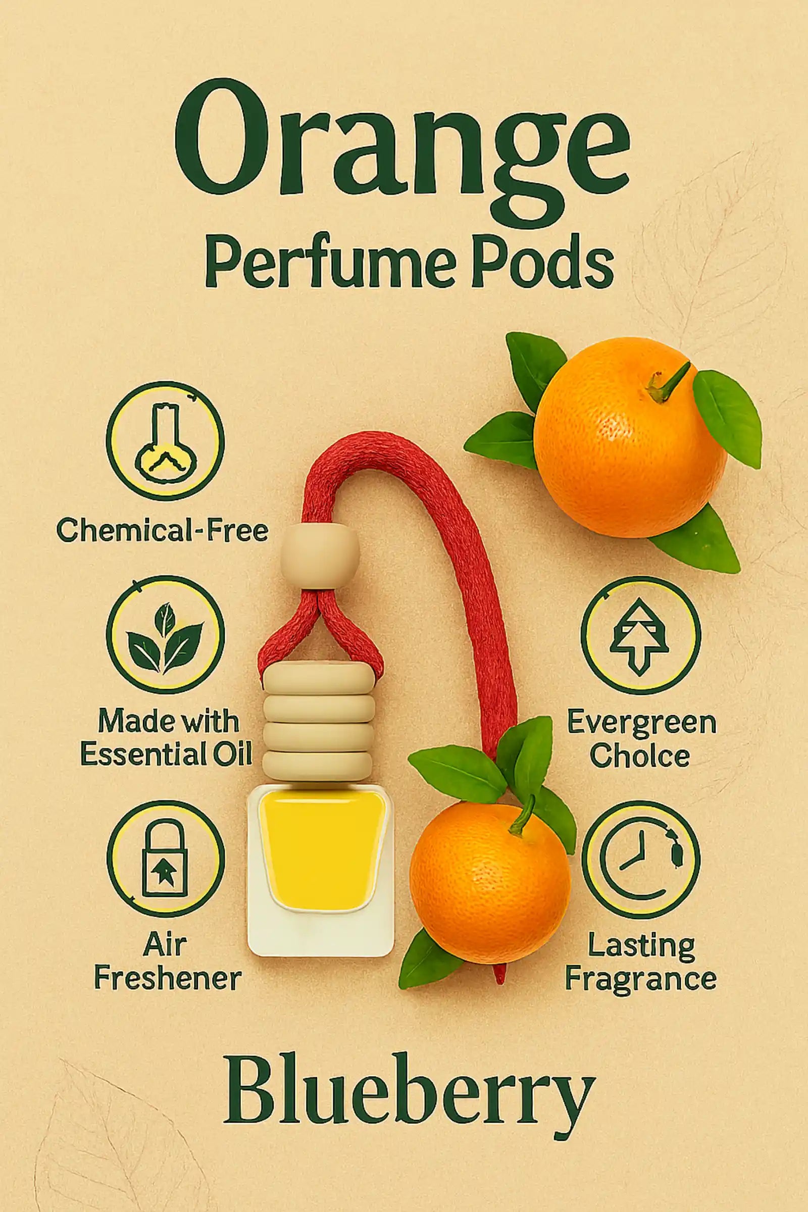Orange Car Air Freshener 10ml 45-Day Vibrant Citrus