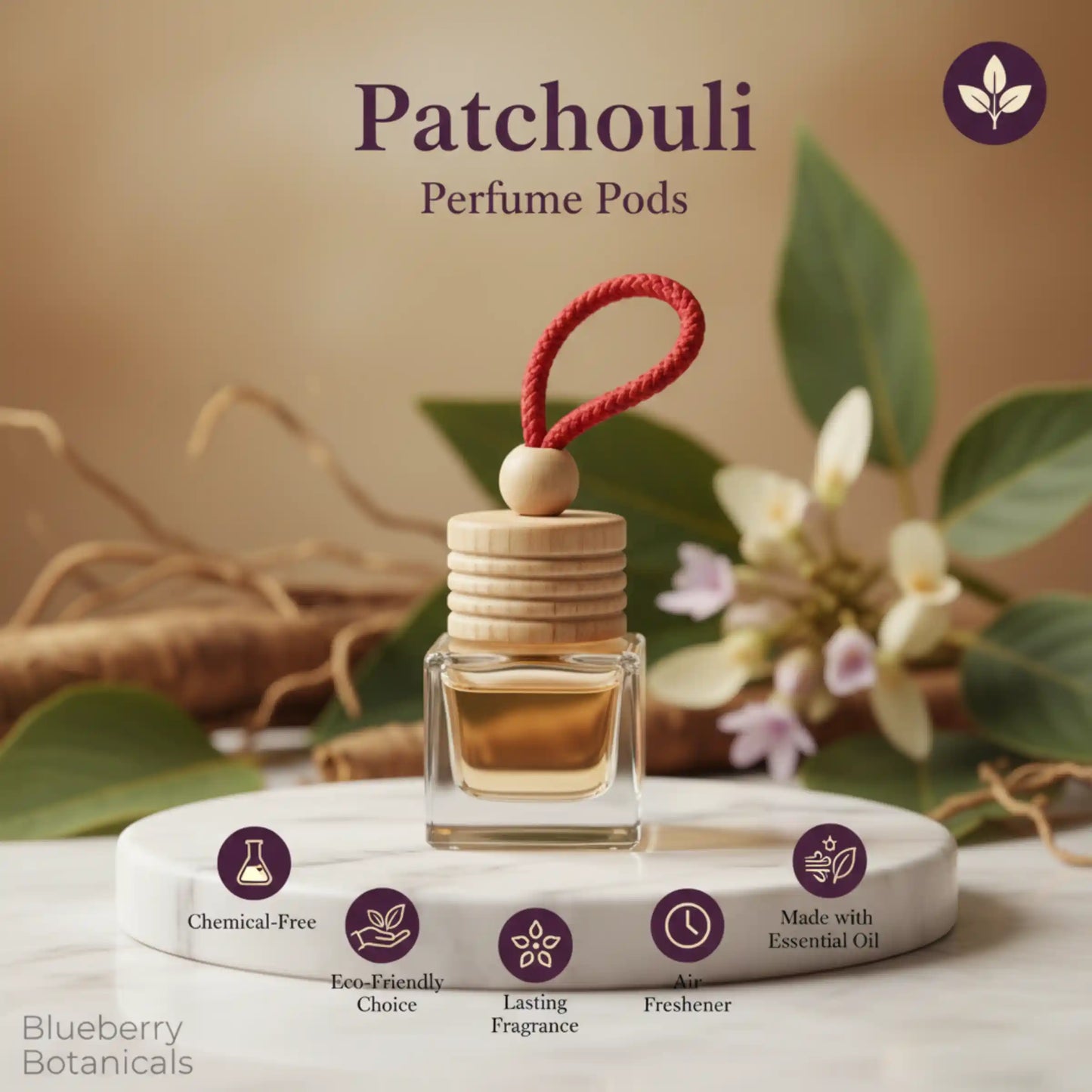 Patchouli Car Air Freshener 10ml 45-Day Earthy Musk
