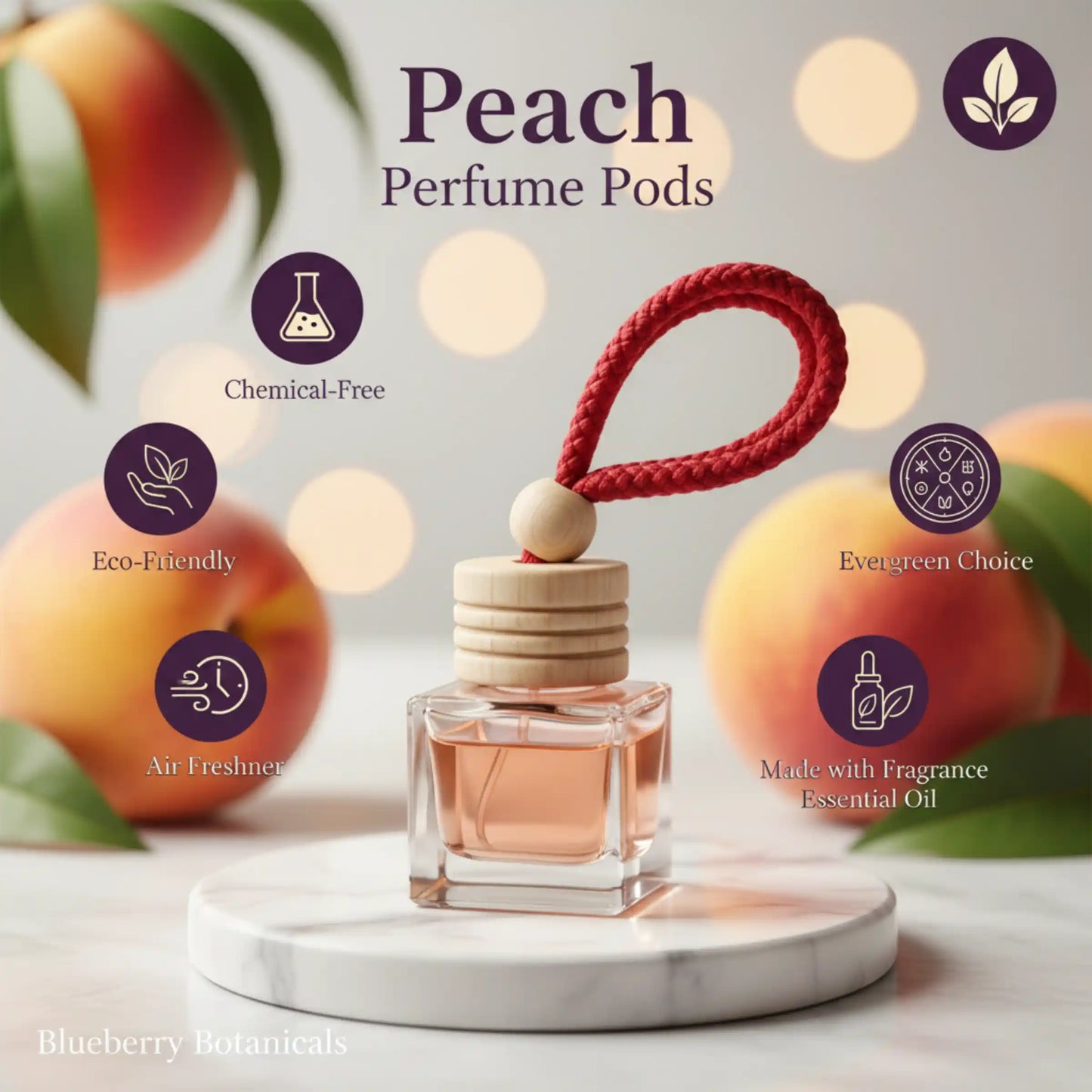 Peach Car Air Freshener 10ml 45-Day Sweet Fruity