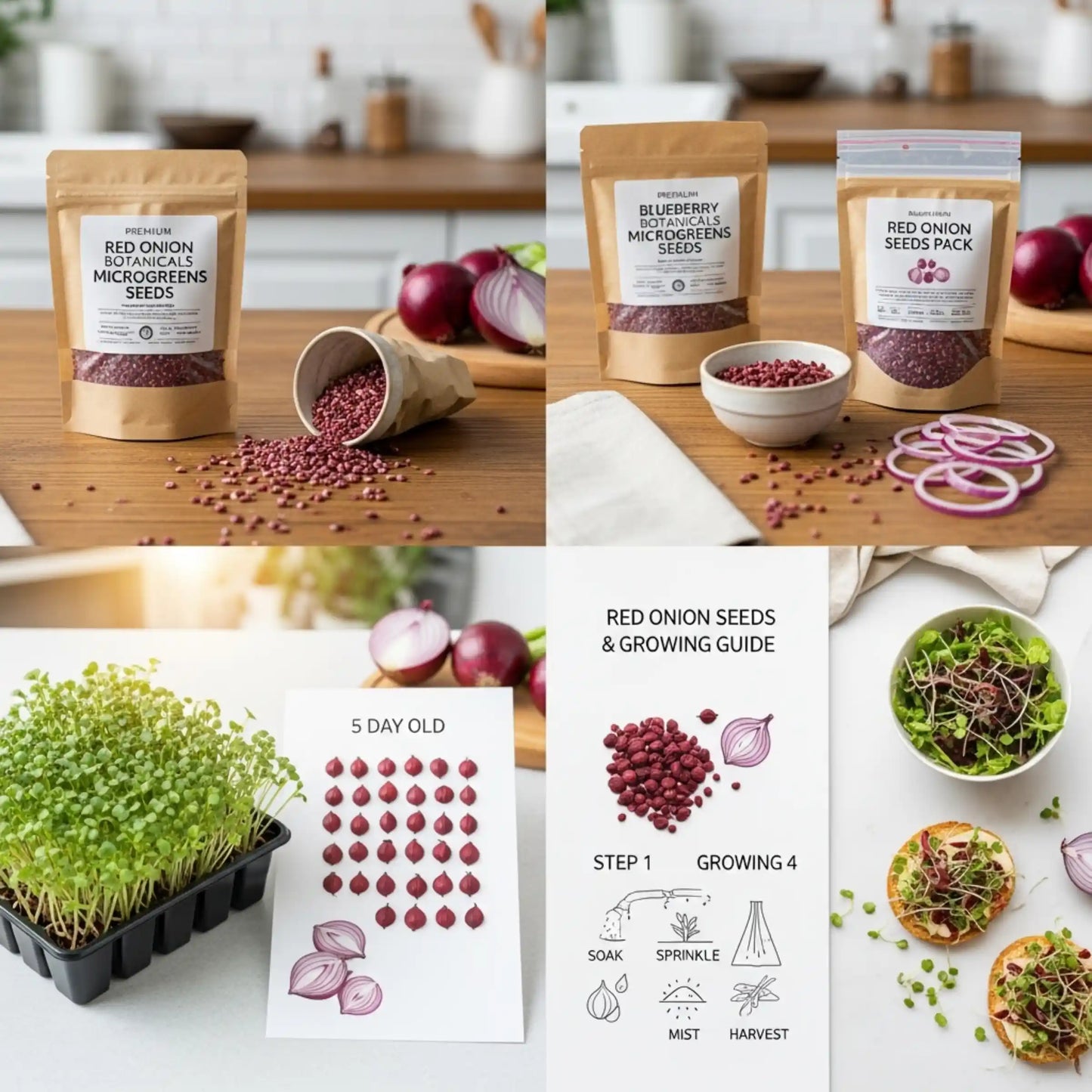 Red Onion Microgreens Seeds 100g – Mild Sweet Onion Flavor – Premium Quality
