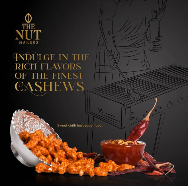 Sweet Chilli BBQ Cashews 80g Kerala Premium - Blueberry Botanicals