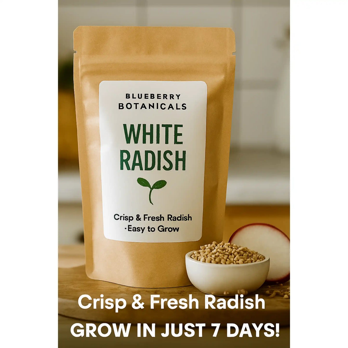 White Radish Microgreens Seeds 100g – Crisp Peppery Greens – Premium Quality